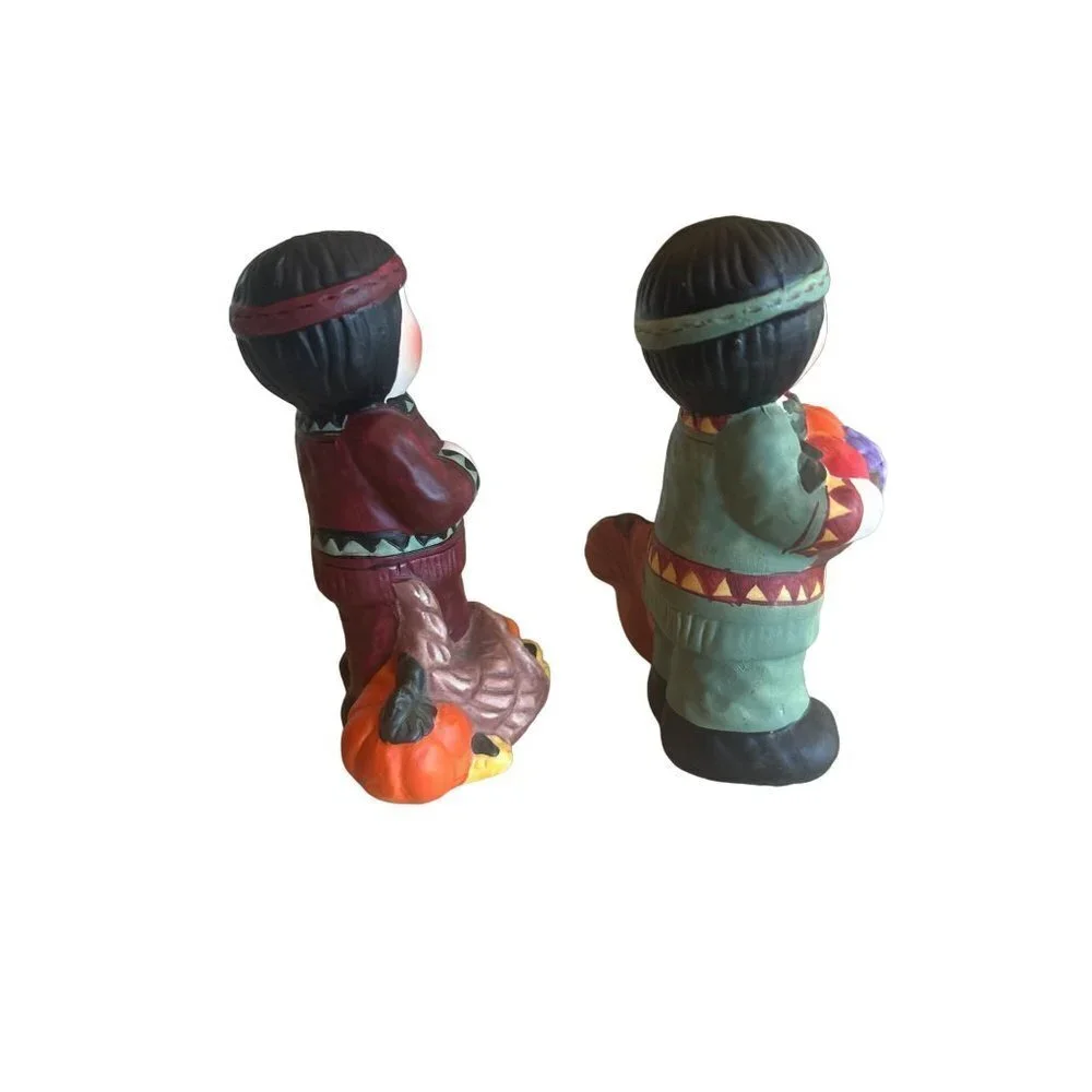 Ceramic‎ Figurines Multicolor Native American Thanksgiving Harvest Set